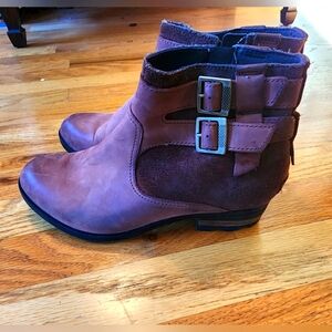 Sorel Burro Buffalo buckle ankle boot size 8.5 rust leather suede